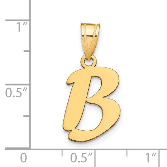 Kazi Luxury 14k Yellow Gold Polished Script Letter B Initial Pendant - Picture 3 of 3